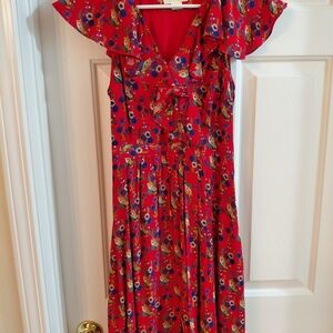 Anthropologie Maeve Red Floral Dress